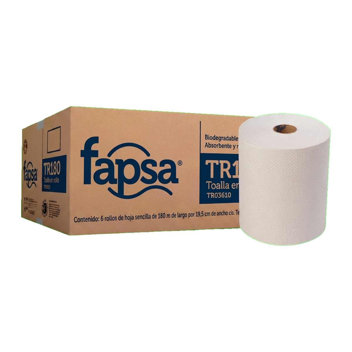 TOALLA DE ROLLO BLANCA FAPSA TR180 6 PZAS